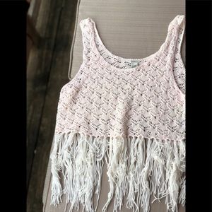 Forever 21 fringed crochet crop top tank